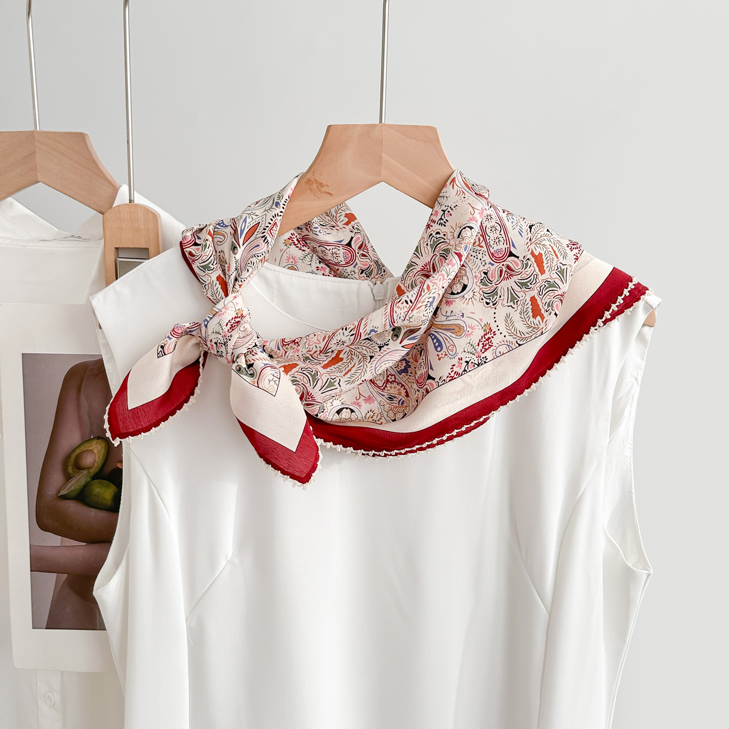 Spring Floral Silk Crepe Scarf For Women - Elegant & Fashionable For Spring/Autumn - Thumbnail 8