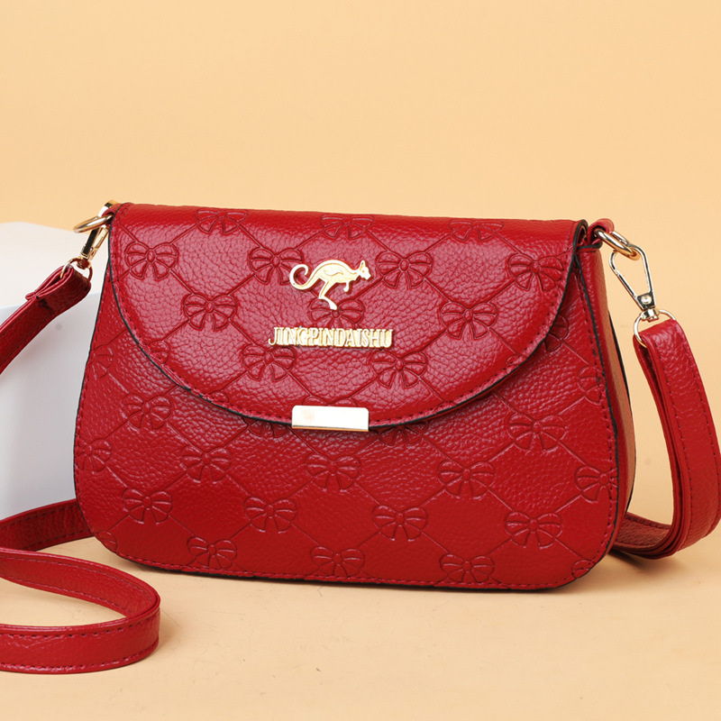 New 2024 Crossbody Soft Leather Texture One Shoulder Small Square Middle aged Women's Mom Bag Embossed_voghion.com