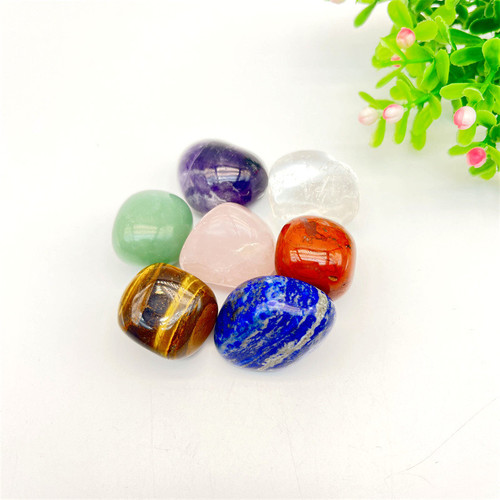 Natural crystal colorful gemstones set seven-color crystal gravel raw stone polished decorative crystal ornaments wholesale