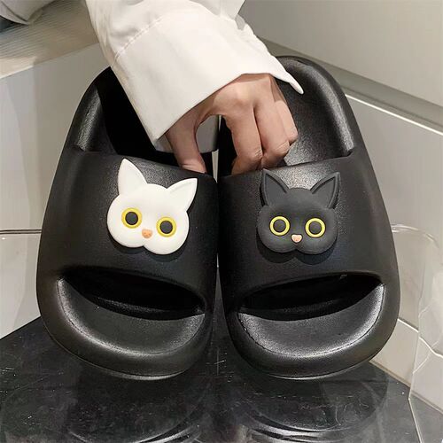 Cat EVA Pudding Thick Sole Slippers for Women - Summer Season New Model, Heel-lifting, Indoor and Outdoor Wear, Anti-slip, Anti-odor, Durable