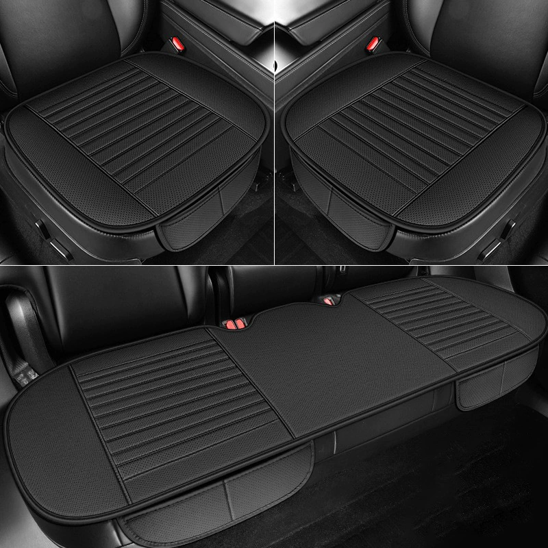 Эксклюзивная трансграничная поставка автомобильных чехлов на сиденья, подходящих для всех сезонов, из дышащей перфорированной кожи, комплект из трех предметов, полное покрытие, без спинки, всесезонная подушка.