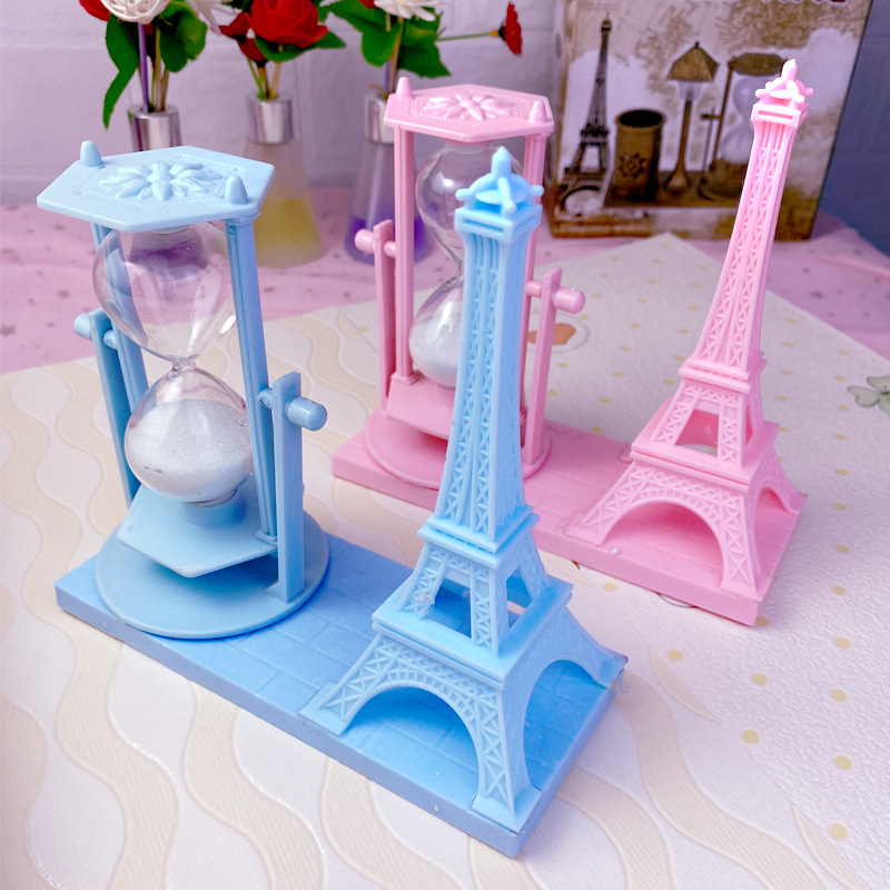 1062 Creative Student Gift Antiqued Flowing Sand Iron Tower Ornament Student Gift White Hourglass Gift Desk Ornament