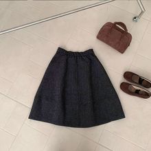 韩系A版花苞裙2025秋冬新款大码显瘦中长裙巨藏肉松紧半身裙呢子