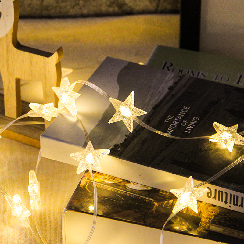Luz de línea de cuero de estrella impermeable luz de color decoración de jardín Luz de árbol Cielo estrellado estrella de cinco puntas Navidad LED Cadena de luz solar