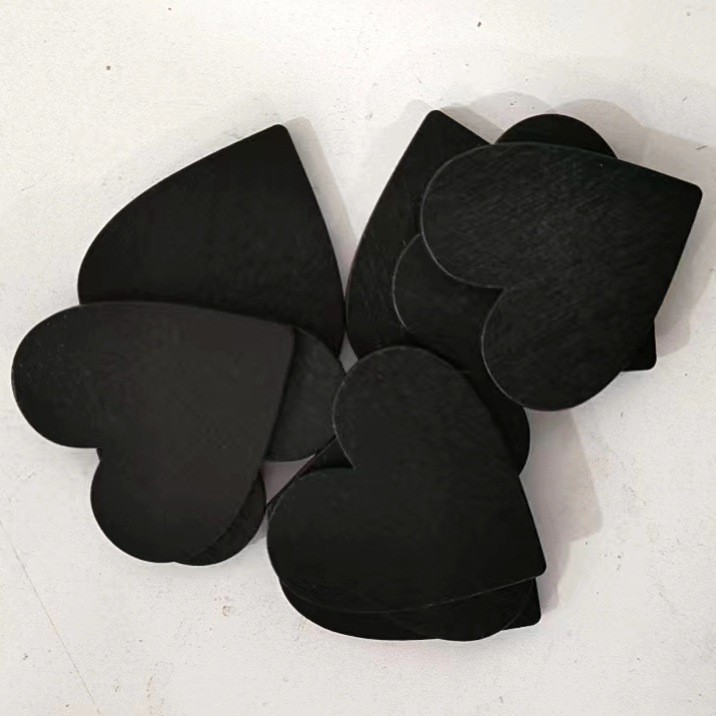 5cm negro amor virutas de madera 4mm de espesor negro melocotón corazón artesanía de madera 20 unidades un paquete