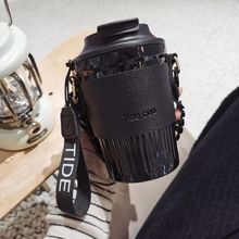 高级水杯女美式咖啡牛奶简约高颜值塑料杯带提手防摔耐高温随手杯