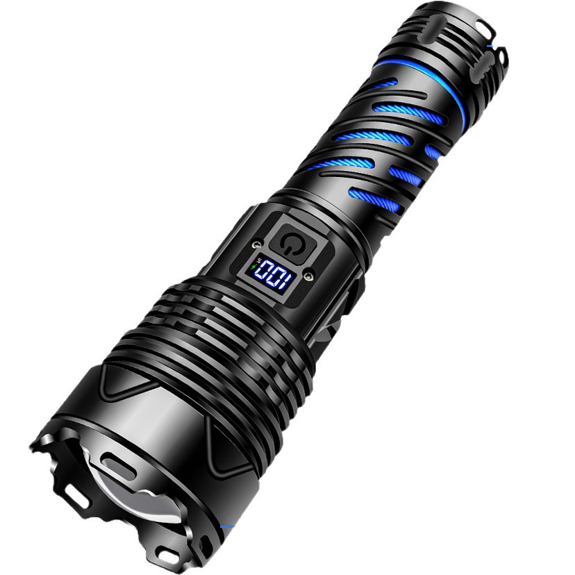 Nuevo indicador de potencia de pantalla digital transfronteriza P160 linterna brillante brillante con linterna de aventura al aire libre