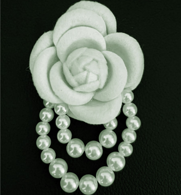 F039 vintage Camelia ramillete pulsera abrigo vestido pin accesorios Chanel estilo perla broche pulsera de doble uso