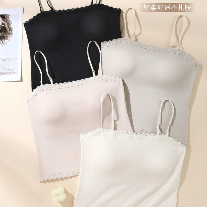 Bubble Pattern Semi-Fixed Inner Cup Integrated Camisole That Can Be Worn Outside, Seamless Vest-Style Push-Up Bra to Prevent Sagging
