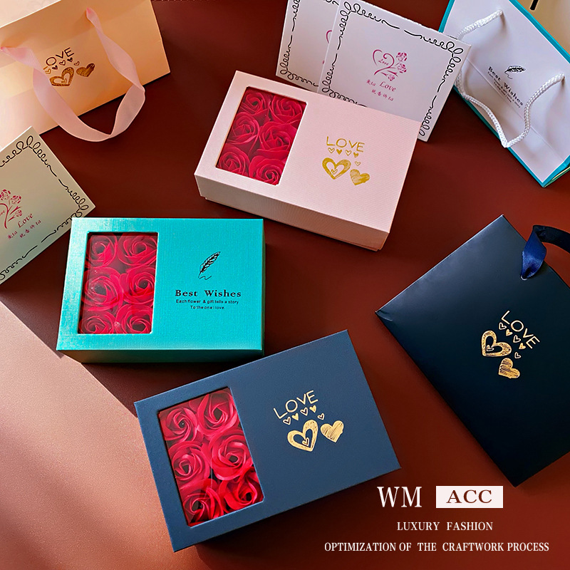 Rosa romántica caja de joyería Corea del Sur simple collar broche caja de almacenamiento de vacaciones moda temperamento caja de embalaje al por mayor
