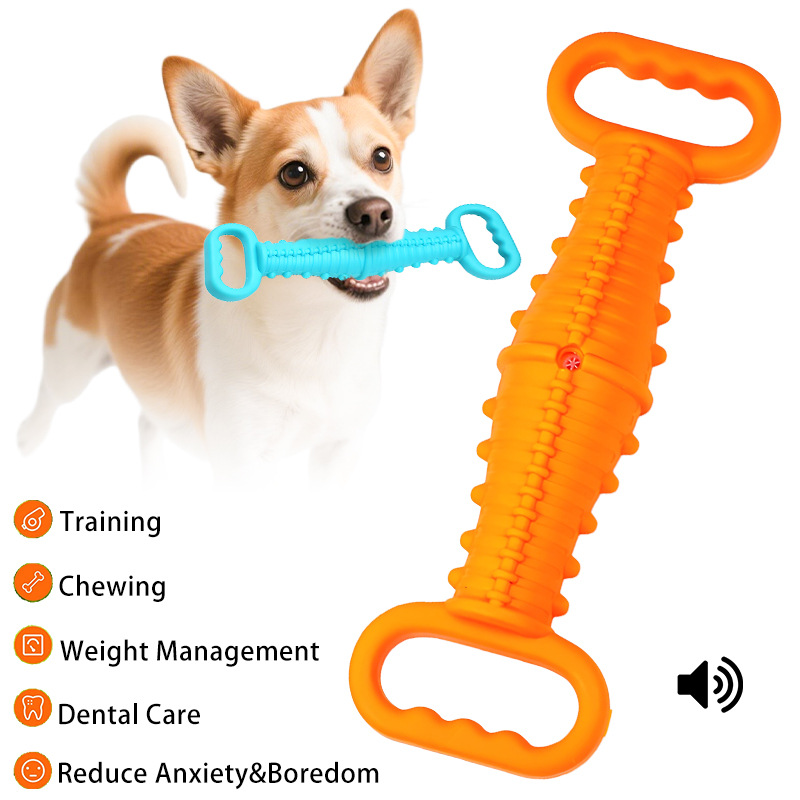 Nuevo perro interactivo voz larga perro juguete TPE soplado entrenamiento perro mordedura de juguete para mascotas Amazon seleccionado