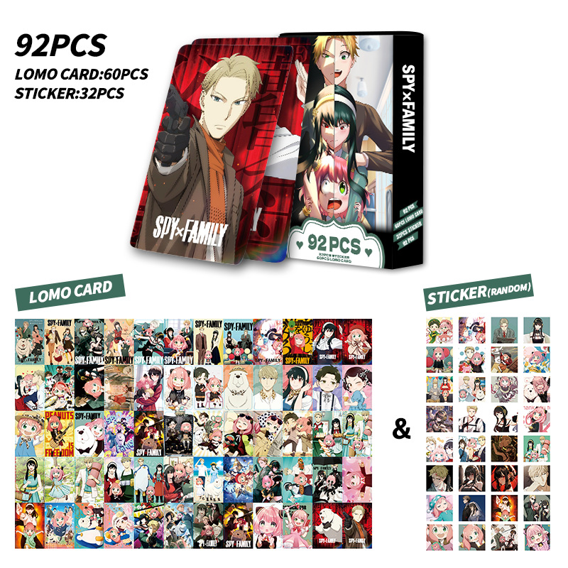 92PCS Cards Spy Family Dual-Sided Mini Cards LOMO Photo Cards Boxed Collectible Cards
