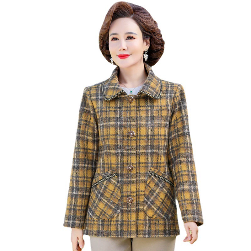 春雅莹 春装 шерть из овечьей шерсти с длинными рукавами для матери, куртка, 45 лет, западный стиль, плюс размер, для среднего возраста