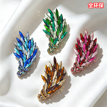 复古满钻麦穗胸针马眼形彩钻羽毛造型服装礼服大衣配饰金属别针