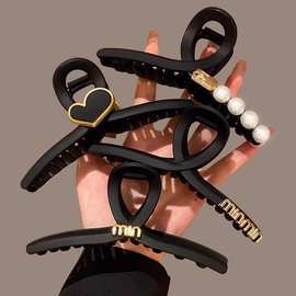 黑色后脑勺盘发抓夹女2024新款发夹高级感鲨鱼夹大号头发夹子发卡