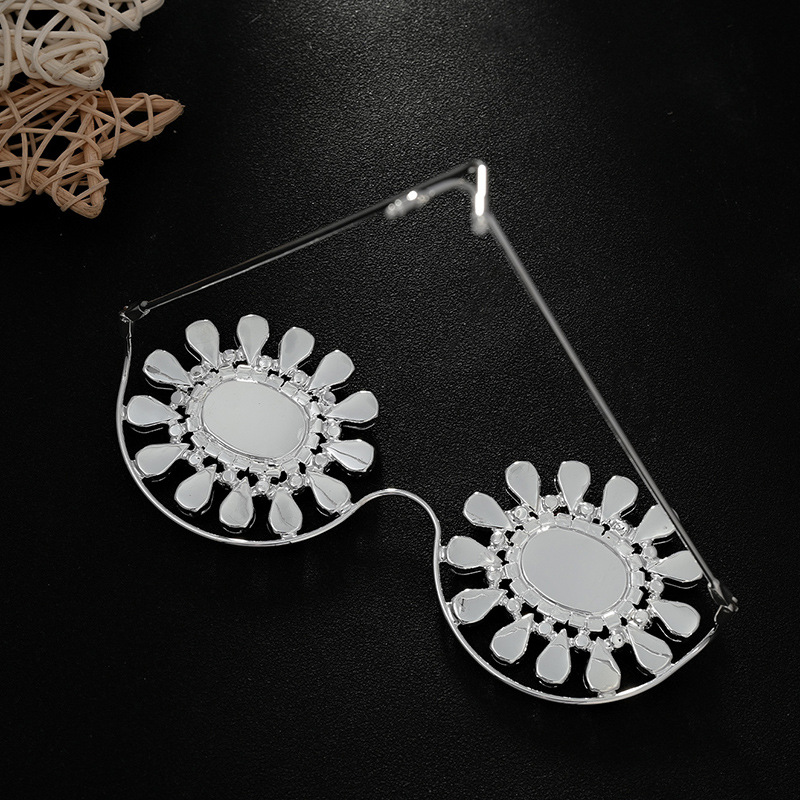 Aliexpress nuevo marco de gafas redondas exagerado diamante sin lentes accesorios hip-hop marco de gafas