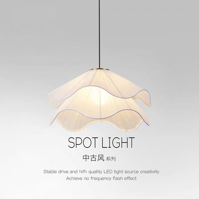 Zhaoyue French Romantic Master Bedroom Gauze Petal Chandelier Medieval Restaurant Cream Style Living Room Study Fabric Lamp