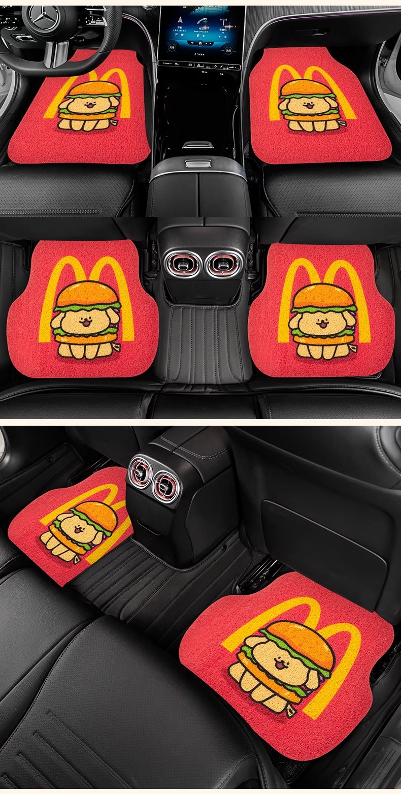 Universal Car Floor Mats, Car Foot Mats, Driver's Wire Ring Car Carpets, Car Foot Mats, Cute Cartoons