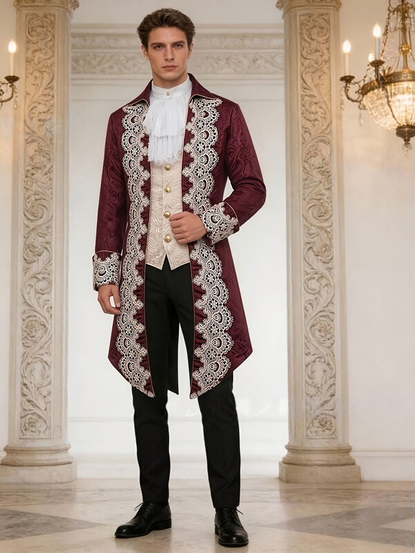 Men's Steampunk Medieval Tailcoat Gothic Victorian Frock Coat Uniform Long Style Men's Steampunk Medieval Tailcoat Gothic Victorian Frock Coat Uniform Long Style