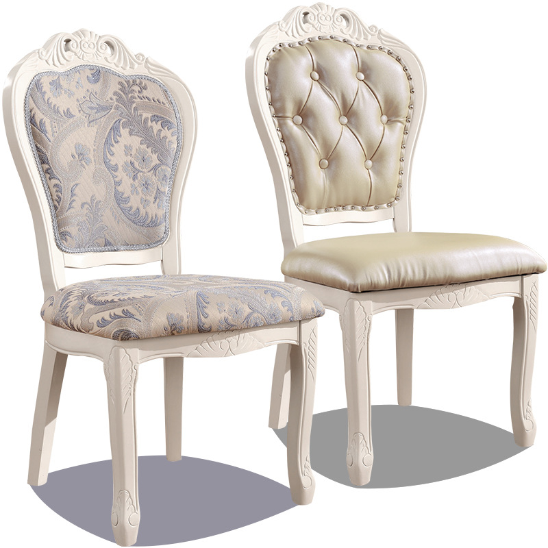 European-style dining chair solid wood White American back chair hotel restaurant chair tea house reception chair negotiation table and chair