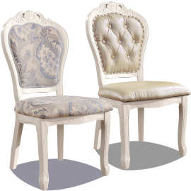 欧式餐椅实木白色美式靠背椅酒店餐厅椅子茶楼会所接待椅洽谈桌椅