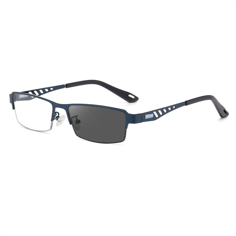 Progressive multi-focus color-changing presbyopia glasses anti-blue light far and near dual-purpose viewing far and near flat mirror Europe and the United States cross-border wholesale