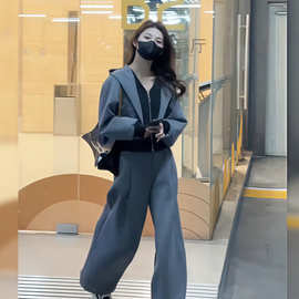大码春秋季休闲运动时尚显瘦套装女洋气减龄卫衣两件套胖mm240斤