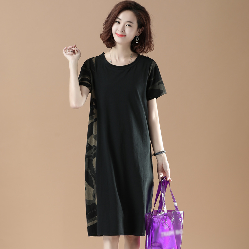 Wholesale fat sister plus fat plus size women's summer 2024 new foreign-style belly-covered slim short sleeve dress Wholesale fat sister plus fat plus size women's summer 2024 new foreign-style belly-covered slim short sleeve dress