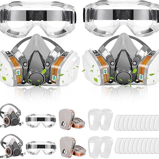 跨境贴标甲醛喷漆化工毒气打农药实验室电焊硅胶防尘面罩防毒面具