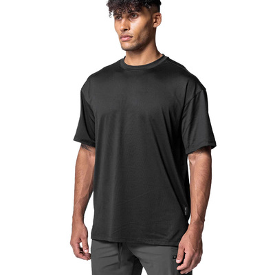 夏季新款男士短袖t恤欧美潮流宽松大码印花运动打底衫速干体恤男