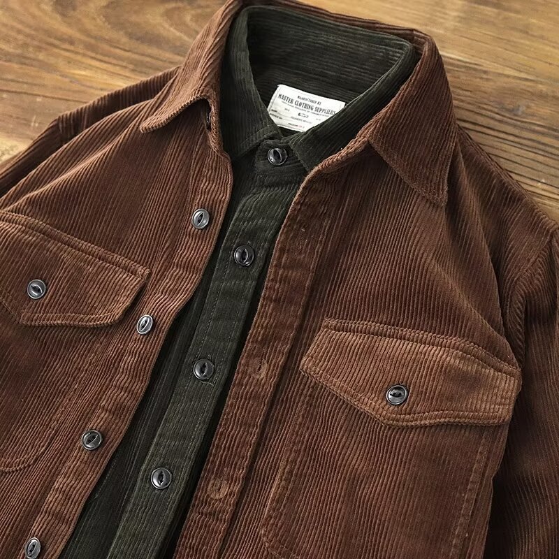 Overwear Long-sleeved Shirt Men's Retro Casual Ins Harajuku Men's Jacket Corduroy Jacket Men's Lel Ins Trendy Cross-border Overwear Long-sleeved Shirt Men's Retro Casual Ins Harajuku Men's Jacket Corduroy Jacket Men's Lel Ins Trendy Cross-border