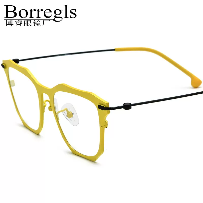 彩色超轻纯钛方形近视眼镜框架男女同款复古时尚百搭眼镜可配度数