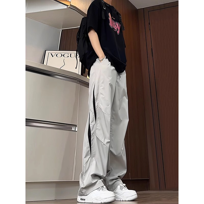 Ice Silk Wide-Leg Embroidered Pants for Men 2025 New Summer Thin Drapey Yamamoto Pants Casual Sports Men's Pants Ice Silk Wide-Leg Embroidered Pants for Men 2025 New Summer Thin Drapey Yamamoto Pants Casual Sports Men's Pants