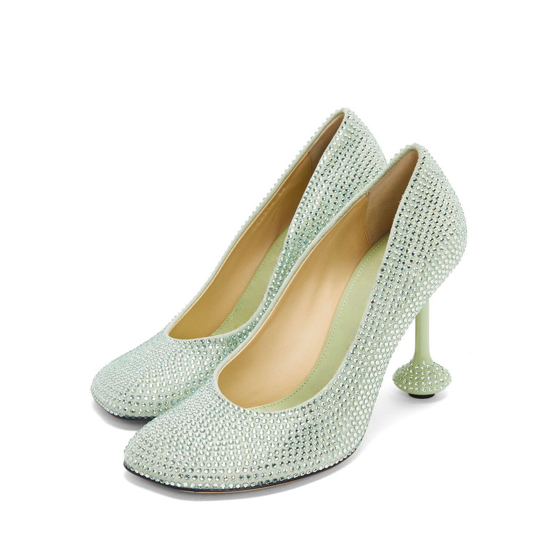 2025 New European and American Export Summer High-Heeled Special-Shaped Shallow Mouth Round Toe Rhinestone Round Toe Sexy Party Large Size Shoes