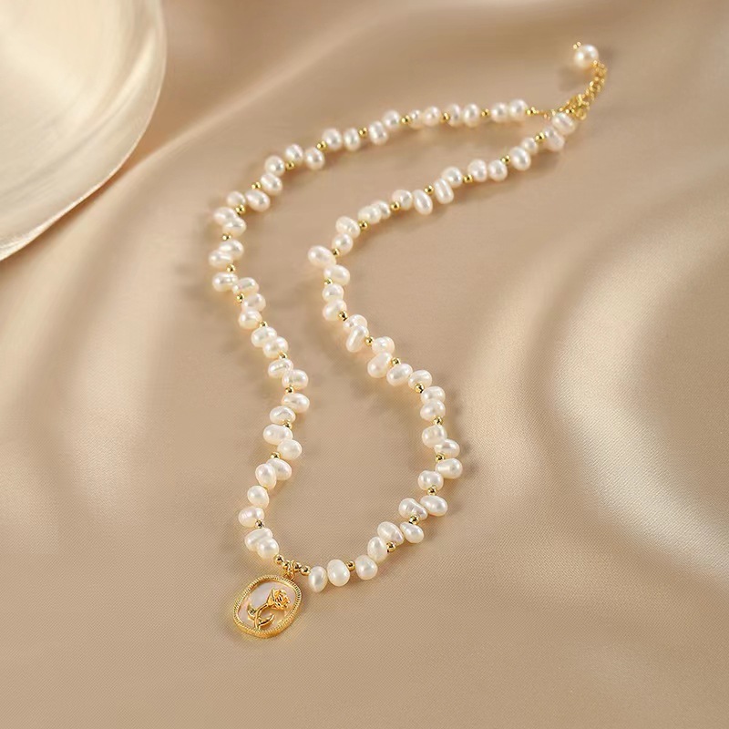 Colar de pérolas de luxo com fecho magnético para mulher_voghion.com