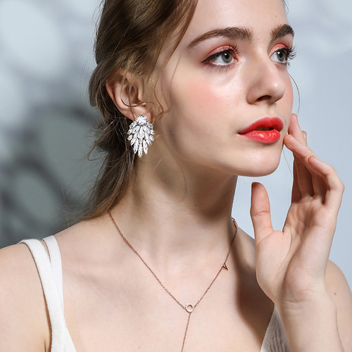 New European and American Cross-border Multi-layer Crystal Lightweight Luxury Earrings for Women, Simple and Elegant Ear Drops, Amazon eBay Best Seller