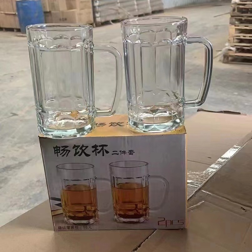 Taza de cerveza Vaso de vidrio grueso personalizado Gran capacidad Vidrio para el hogar Jugo Regalo Fábrica Vaso de cerveza Vaso de agua