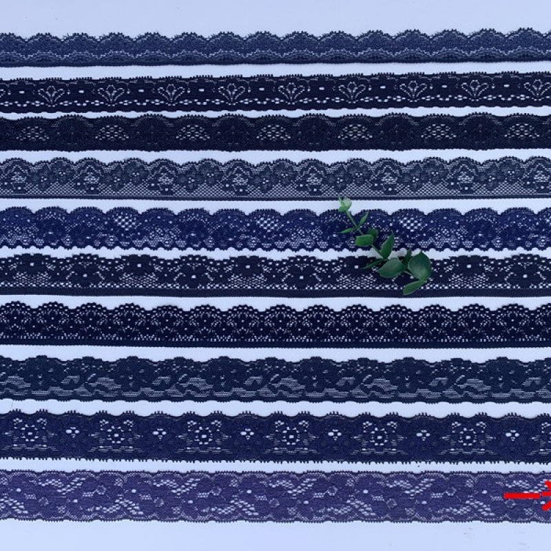 深蓝藏青色有弹力蕾丝花边 口边裙边等手工DIY服装辅料 宽2cm