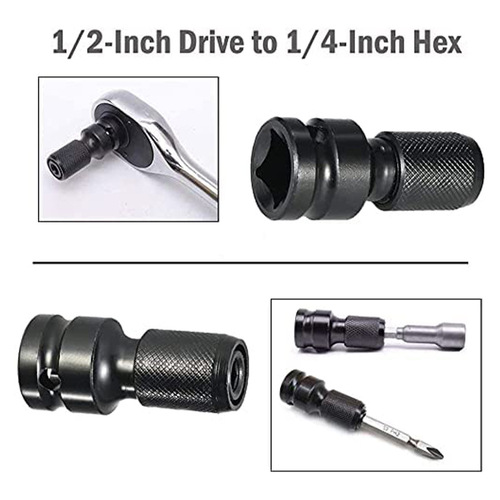 Electric wrench adapter, extensible hex conversion head, drill chuck adapter, dual square shaft T-axis 1/4 conversion head