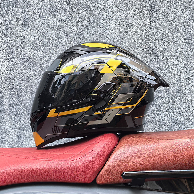 Casco de motocicleta Orz, casco, casco, doble lente, cola grande, motocicleta, casco de carrera, casco, hombres y mujeres, calor de invierno