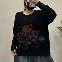 2025秋季新款印花针织毛衫毛衣休闲复古文艺