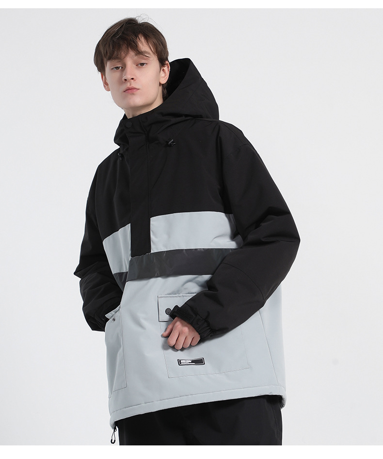 Dubbelzijdig reflecterend, warm, waterdicht, glow-in-the-dark ski-hoodie, enkelzijdig kleurenpak met bijpassende sneeuwlaag_voghion.com