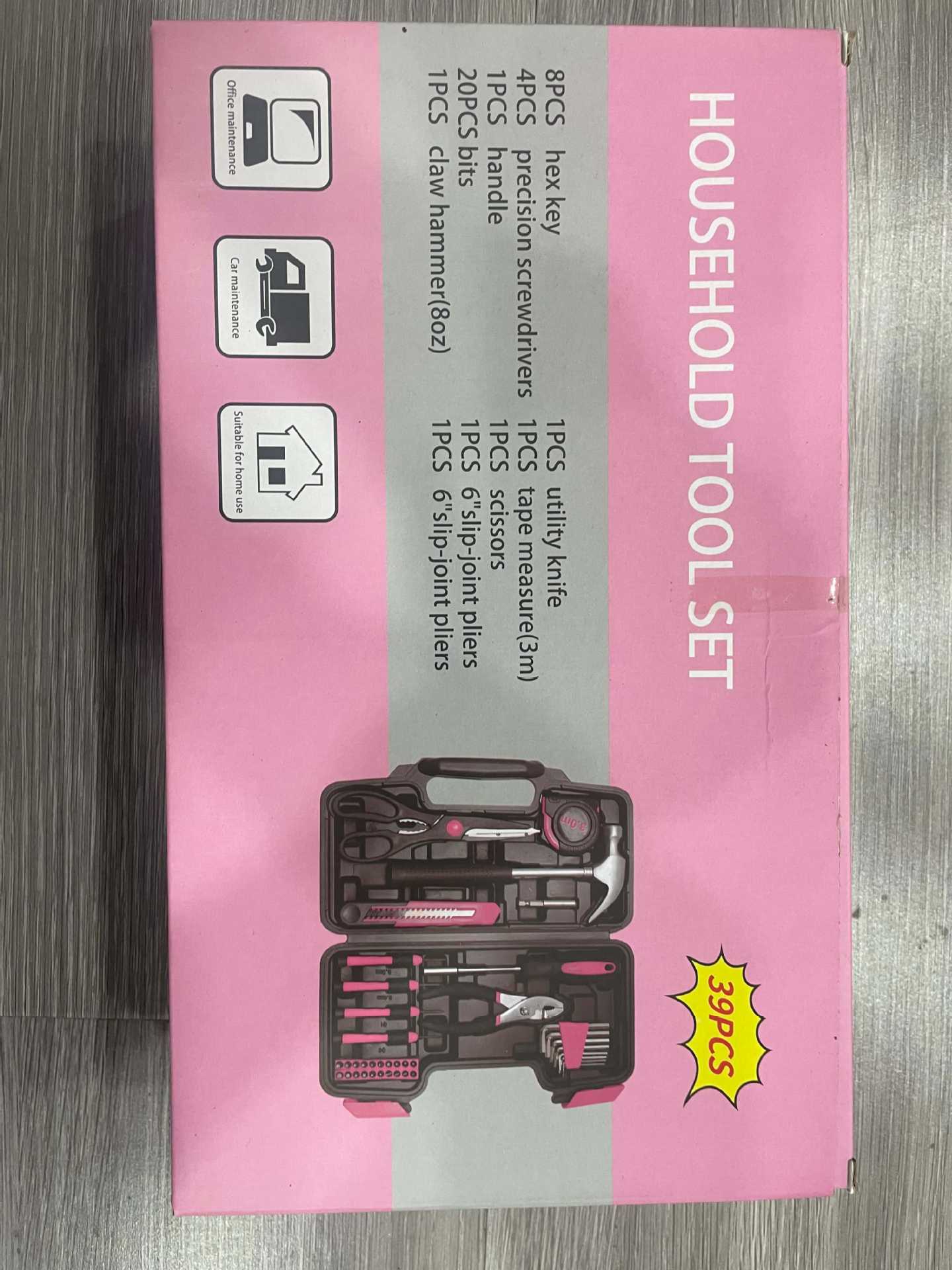 In-stock, exclusively for cross-border e-commerce: 39-piece household hardware tool set, carbon steel combination set, manual tool box