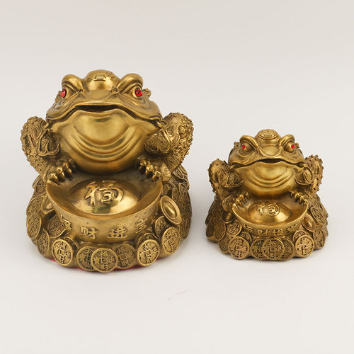 Brass golden toad ornaments three-legged golden cicada ingot toad copper crafts opening gifts manufacturer wholesale