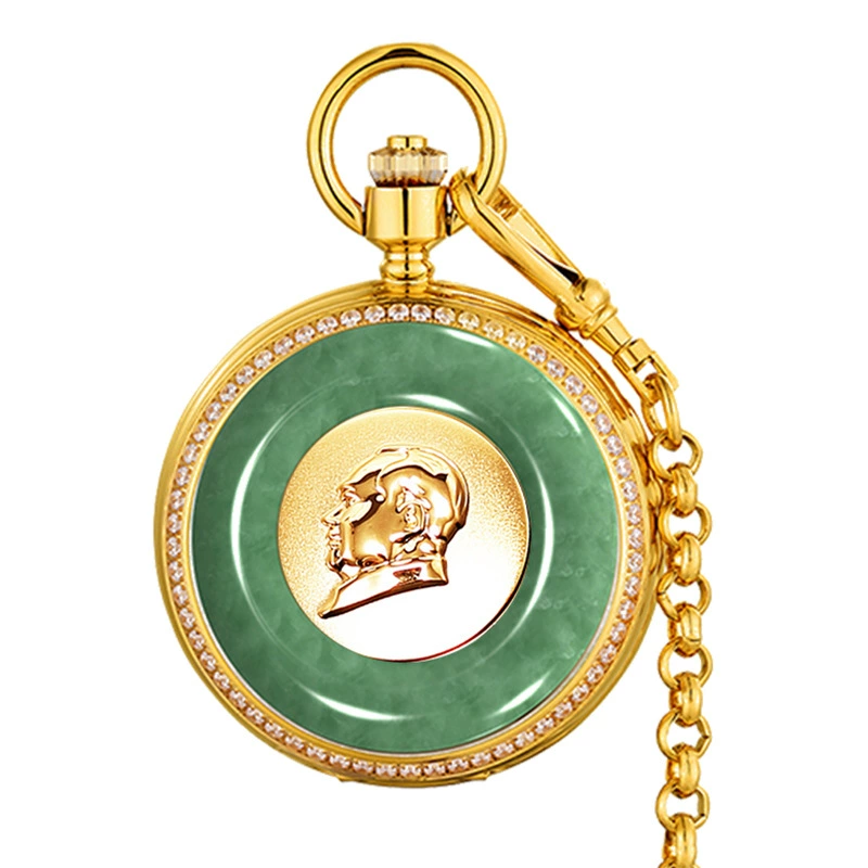艾华仕 Pocket watch, retro old-fashioned mechanical emerald antique men's watch jade
