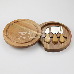 Acacia Wood 4-Piece Cheese Box Solid Wood Knife Box Can Be Printed with Logo