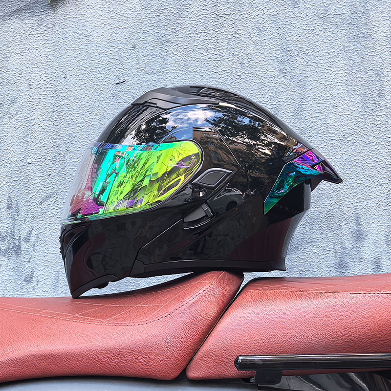 Casco de motocicleta Orz, casco, casco, doble lente, cola grande, motocicleta, casco de carrera, casco, hombres y mujeres, calor de invierno