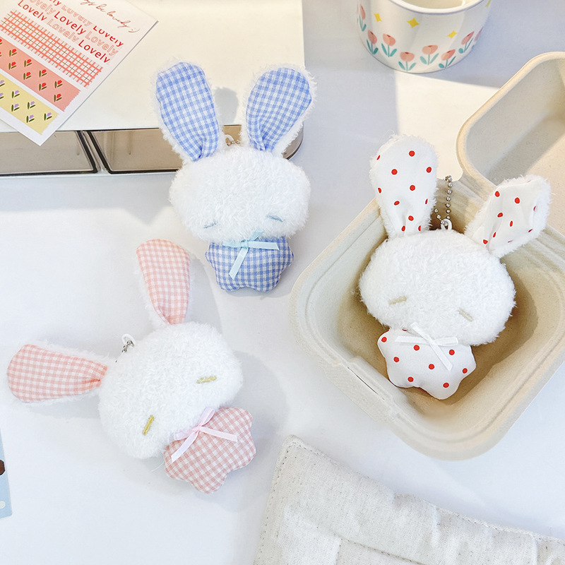 Japanese-Style Plaid Rabbit Plush Brooch Cute Cartoon Fabric Cotton-Filled Pendant Versatile Small Accessory for Bags and Clothing Japanese-Style Plaid Rabbit Plush Brooch Cute Cartoon Fabric Cotton-Filled Pendant Versatile Small Accessory for Bags and Clothing