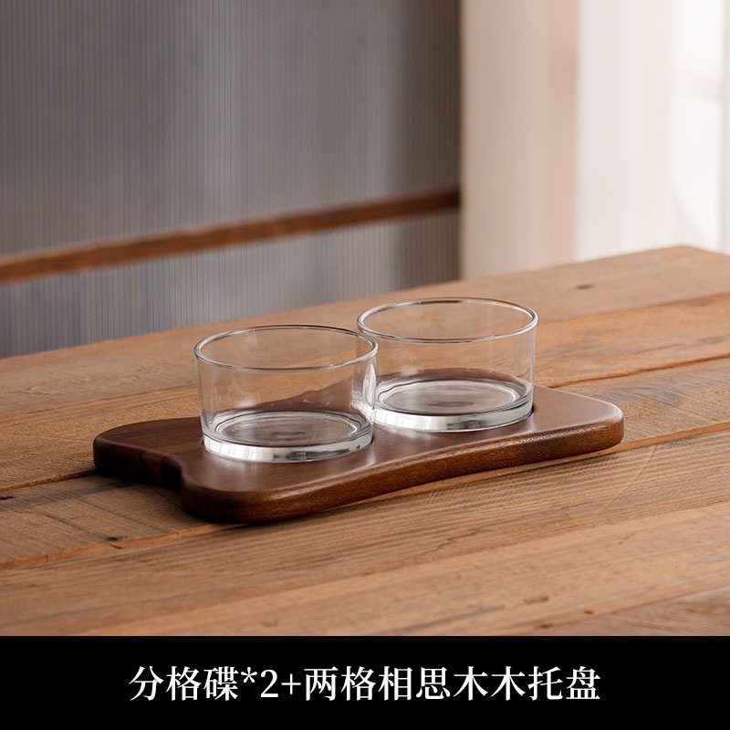 Plato de frutas de madera de amor chino Plato de bocadillos Dim Sum Nueces Frutas Plato dividido con tapa de madera al por mayor