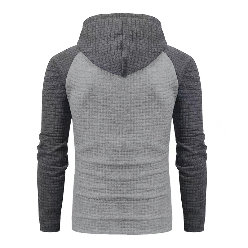 Schweres Kapuzensweatshirt mit Farbblockdesign für Herren, lockere Passform, Pullover mit Kordelzug für lässige Streetwear (Schwarz/Grau, Armeegrün/Beige)​_voghion.com